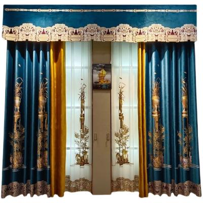 China European gilding luxury high-end french blackout embroidery double-layer curtain chenille jacquard living room curtain drapery for sale