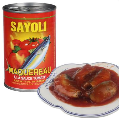 China 425g Canned Canned Mackerel Fish In Tomato Sauce For Africa Market for sale