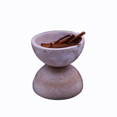 China Hotel Modern Beige Home Decoration Censer Marble Incense Holder Religious Round Travertine Ornament for sale