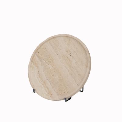 China Modern Marble housewares White beige travertine jewelry display decorative tray Marble serving plate decorative storage fruit plate for sale