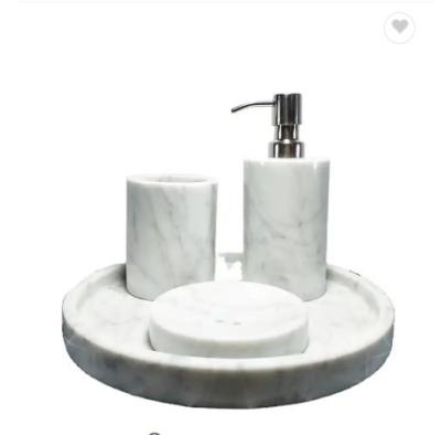 China Hotel Home Bathroom Accessories Custom Made High Grade Natural Marble Viable Bathroom Set for sale