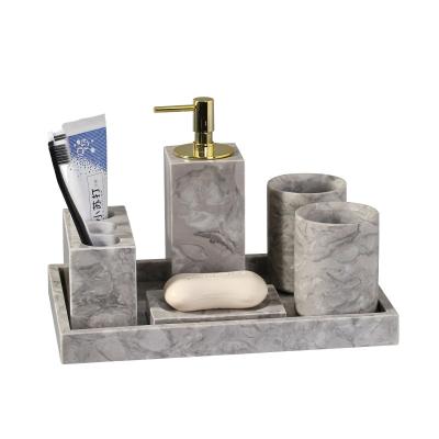 China Sustainable Nordic Natural Marble Bathroom Toiletries Set Upscale Hotel Room Home Style Bathroom Supplies Soft Six-Piece Set for sale