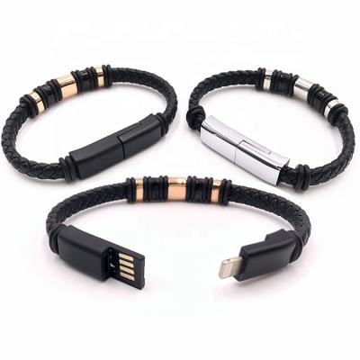 China 2.4A Charging Line Usb Type USB C Cable Wrist Cable Shorts Bracelet Charging Leather Data Line Charging Line for sale