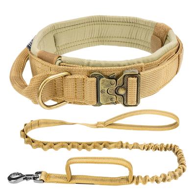 China Wholesale Custom Brand Laser Padded Luxury Nylon Tactical Dog Collar and Leash Set for sale