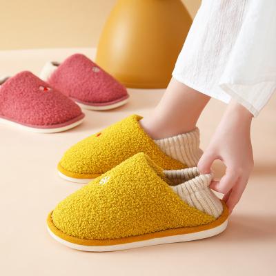 China CUSHIONING Wholesale Unisex Faux Fur Women Bedroom Slippers Shoes With Elastic Back Heel Strap for sale