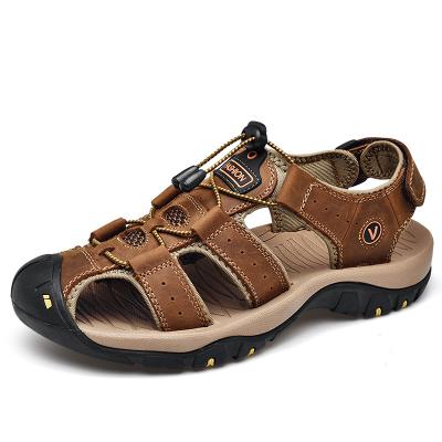 China New Summer Men's Round Sandals PU Beach Slipper Men's Outdoor Soft Unique Non Slip Sandals for sale