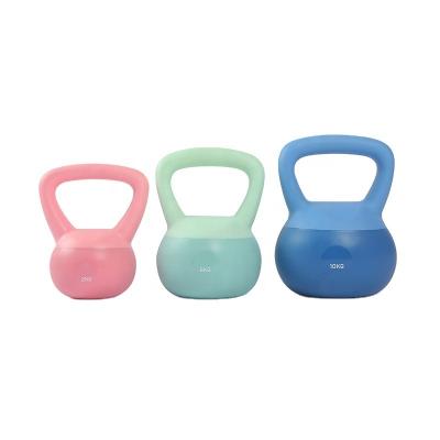 China Eco-friendly Floor Protect Weightlifting Logo Home Fitness Gym Strength Soft PVC Sand Mix Custom Soft Kettlebell for sale