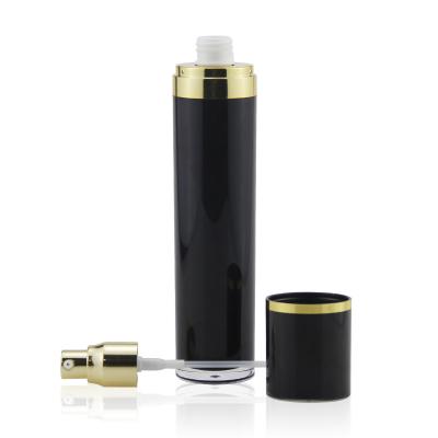 China Hot Selling Black 50ml 80ml 100ml Cosmetic Lotion Cosmetic Packaging Acrylic Plastic Bottle With Gold Pump Head Lid for sale