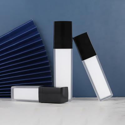 China Luxury Wholesale Acrylic Airless Lotion Bottle 30ml 50ml 100ml Pump Lotion Bottle Black Square Cosmetic Bottle for sale