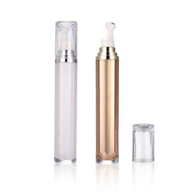 China Small 20ml Gold Cosmetic Storage Container Luxury Plastic Acrylic Serum Eye Cream Roll On Essential Oil Bottle With Stainless Steel Ball for sale