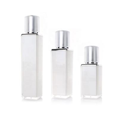 China 50ml 100ml 120ml Square Supplier Custom Empty Luxury Recycling Acrylic Cosmetic Packaging Plastic Bottle With Caps for sale