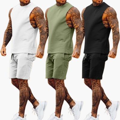 China New Arrival Breathable Wholesale Custom Mens Tracksuit T-shirt Shorts Set Custom Tank Top Set USA Size Tank Top Suits for sale