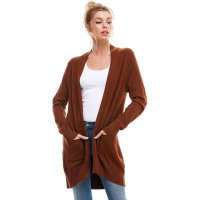 China 2021 European Style Anti-wrinkle Plain Cardigans Sweater Women's Long Sleeve Cardigan for sale