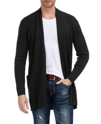 China Anti-Wrinkle Mens Open Front Long Sleeve Shawl Collar Cardigan Sweater for sale