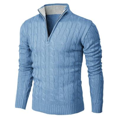 China Anti-wrinkle fashion simple men's half zipper golf sweater ribbed cable knit sweater for sale