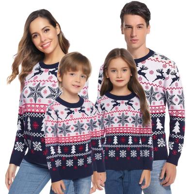 China 2021 Anti-wrinkle New Design Family Clothes Christmas Tree Deer Snowflake Knit Ugly Sweater Set for sale