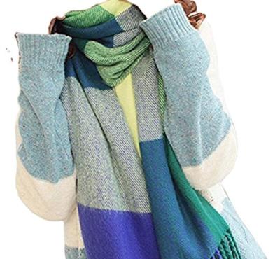 China Hot Sale Reversible Long Knitted Wide Stripe Scarf for sale