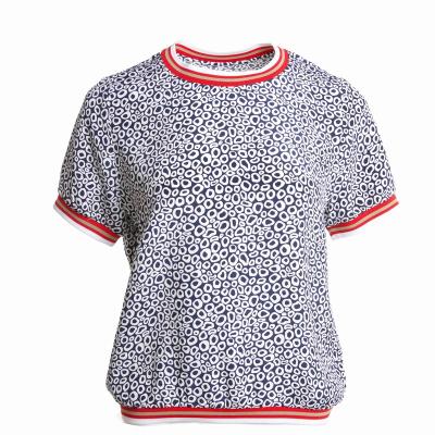 China new MC3275 Anti-wrinkle ladies summer round neck blouse knitted leisure print design animal T-shirt for sale