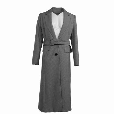 China 2021 New Autumn/Winter Women's Breathable Turn-down Collar Belted Straight Trench Coats for sale