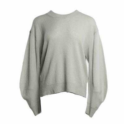 China Anti-wrinkle winter cashmere solid color white O neck long sleeves luxury cashmere knitted pullovers women's sweaters for sale