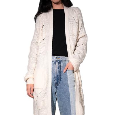 China new autumn and winter cashmere Anti-wrinkle ribbed knit long cardigan with edge ribbed sweater for sale