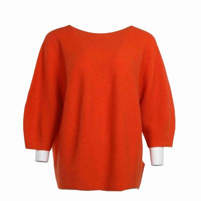 China Anti-wrinkle Autumn/Winter Women's Sweaters Cashmere Apricot Solid Color O-Neck Half Sleeves Sweaters for sale