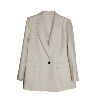 China Solid Color Luxury Simple Business Button Woolen Suit Cashmere Office Lady Elegant Women Breathable Blazer for sale