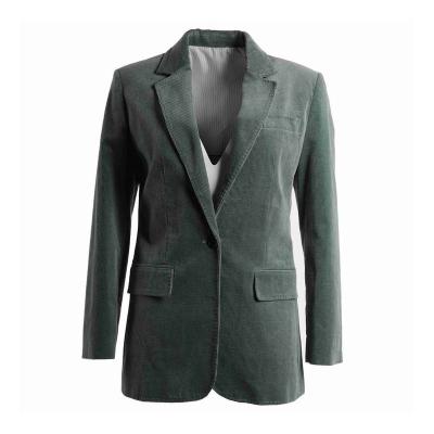 China Breathable Business Professional Straight Suit Notched Green Lapel Solid Color Ladies Suit for sale