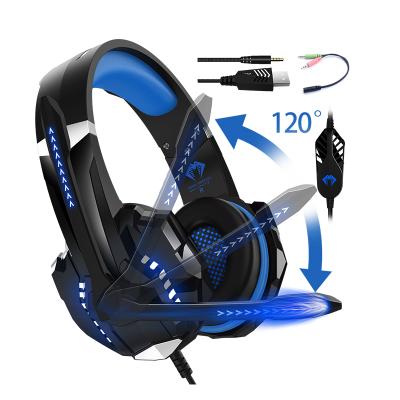 China High Quality Custom Headphone LED Stereo Gaming Headphone LED Logo Headset Gaming Headphone With Mic For PC XBOX Earphone Free Sample PS4 for sale