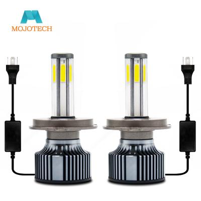 China 6 Sides 4000K 6000K 8000K H4 H7 Diecast Aluminum Housing Car Led Headlights Bulb for sale