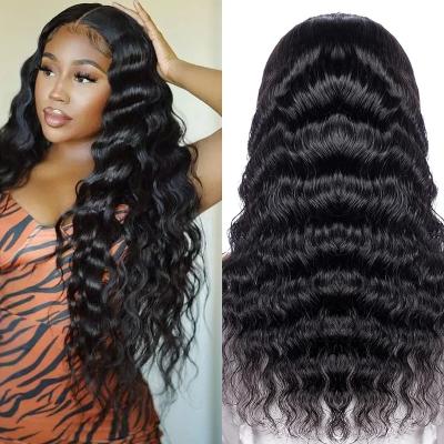 China Wholesale 100% Hd Raw Deep Wave Human Hair Lace Frontal Wig 13x6 Lace Frontal Brazilian Virgin Hair Deep Wave Hair Wig for sale