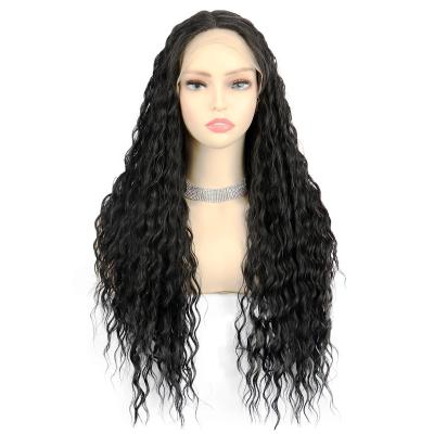 China Curly Vendor High Quality Synthetic Mixed 20% Hair Lace Front Wig Black Color Jerry Curly Curly Synthetic For Women Wigs for sale