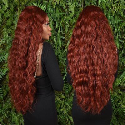 China Cheap Fast Shipping Selling Deep Wave 32 Inch Long Curly Synthetic Hair Lace Wigs For Color Women Deep Wave Lace Front Wig for sale