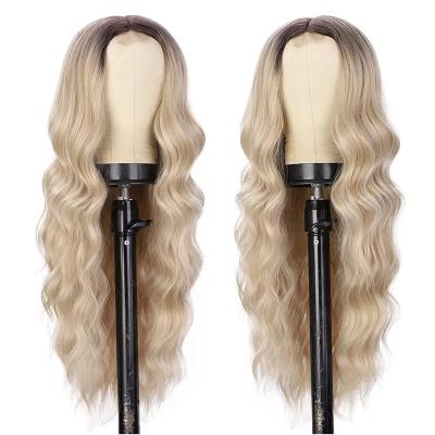 China Wholesale Cheap Loose Deep Wave Black Stain Wave Ombre Golden Lace Wigs 24 Inch Hd Deep Waves Lace Front Synthetic Hair Wigs for sale