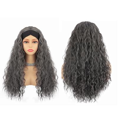 China High Quality Synthetic Black Curly Curly Wigs Wholesale Color Women Long Curly Wigs Mixed Hair Band Wig 20% for sale