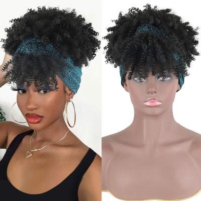 China Curly Curly Wig Experts Wholesale Natural Comfortable Short Deep Curly Deep Curly Synthetic Headband Beaided Hair Wigs For Black Women for sale