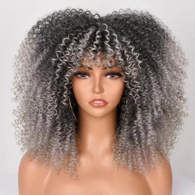 China Factory Wholesale Cheap Synthetic Curly Wig 16 Inches Afro Kinky Curly Wig For Color Women Short Hair Wigs for sale