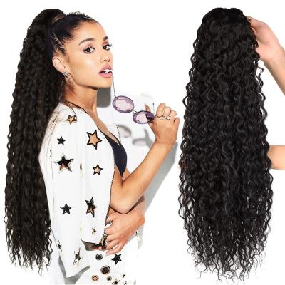 China OSETI Wave Kinky Curly Ponytail Extension Natural Black Black Wrap Around Wig Heat Resistant Synthetic Ponytail For Black Women for sale