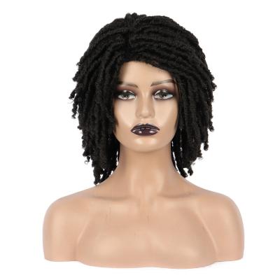 China Hot Selling Cheap Synthetic Braiding Wigs CURVY STRAIGHT For Women African Color Short Dreadlocks Wig Faux Locs Crochet Braided Wig Hair for sale