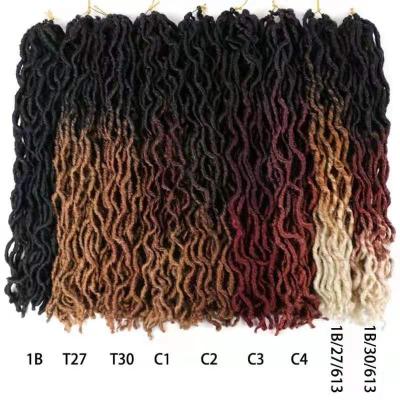 China Crochet Braids 18 Inch Locs Extension Synthetic Gypsy Elephant Ombre Braiding Wavy Curly Faux Locs Crochet Braid Hair Goddess for sale