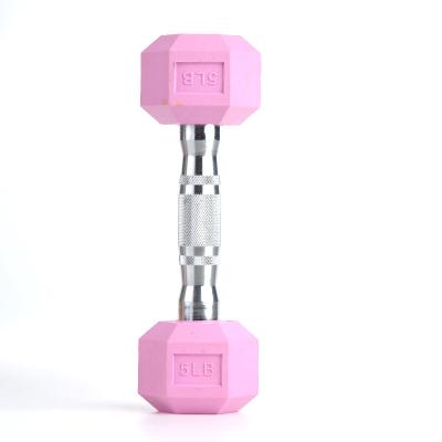 China Fitness New Arrive Customized Color Hex Dumbbell Set Pounds Hex Rubber Dumbbell for sale