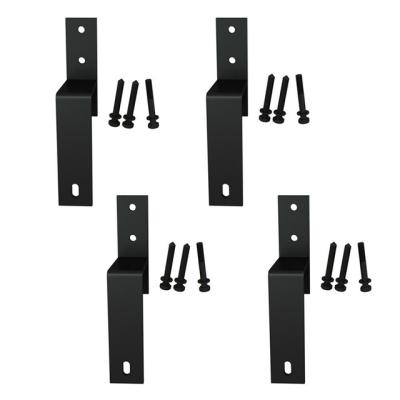 China Shelf Bracket Wall Mount Matte Black Powder Coated Bypass Bracket For Sliding Barn Door Hardware for sale