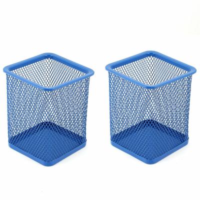 China Pencil Holder 4 Pen Stand Metal Mesh Stationery Table Desk Round Organizer Temperature Display Package For Home Office Supplies for sale