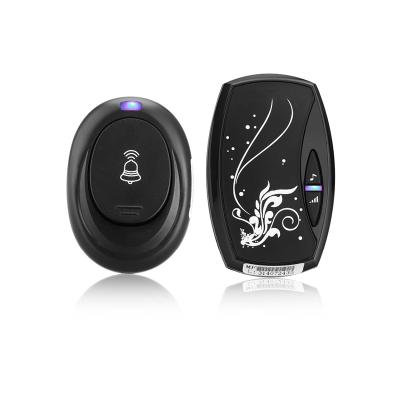 China Wireless Connection Wireless Doorbell Waterproof 100M RANGE EU USA Plug In Door Bell Chime Battery 110V-220V 1 Button Receiver Smart Black for sale