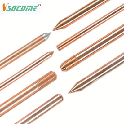 China Lightning Protection System And Grounding System Copper Cladded Steel Electrical Earth Rod For House Protection for sale