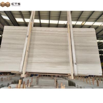 China 2021 Popular Minimalist Chinese Wooden White Marble Stone Slabs For Hotel Wall Tile Polished Outdoor 24x24 for sale