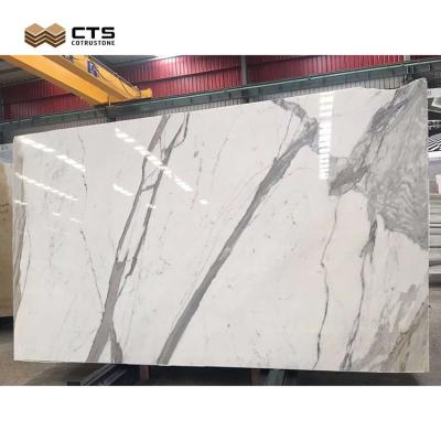 China 36x72 Modern Calacatta Gray White Marble Slab Price, Luxury Decoration Italian Calacatta Price Marble for sale