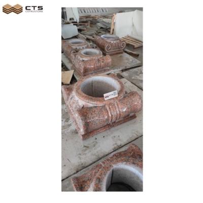 China Hollow Custom Natural Red Granite G562 Hewn Stone Products Roman Column Pillars Exterior Decoration for sale