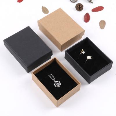 China Wholesale Handmade Brown Cardboard Box Kraft Paper Jewelry Earring Ring Paper Box Gift Jewelry Packaging Box for sale