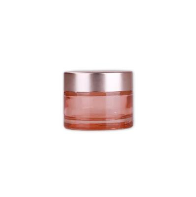 China OEM Hot Sale Luxury Cosmetic Containers Empty Cosmetic Lip Scrub Jar Cosmetic Packaging Rose Gold Glass Cream Jar With Jar for sale